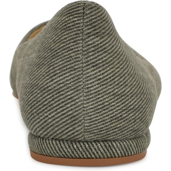 Nine West Women's Dark Olive Leather Closed Pointed Toe Ballet Flats Shoes - Picture 3 of 6